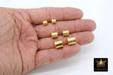 Brushed Gold Drum Beads, 6 mm 8 mm 10 mm Barrel Bead #3130, Long Round Cylinder