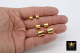 Brushed Gold Drum Beads, 6 mm 8 mm 10 mm Barrel Bead #3130, Long Round Cylinder