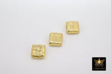 Brushed Gold Square Beads, 12mm, 15mm