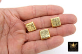 Brushed Gold Square Beads, 12mm, 15mm