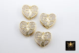 CZ Pave Heart Slider Charms,AG #760, Gold Best Friends 3D Charms