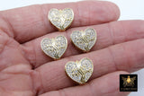 CZ Pave Heart Slider Charms,AG #760, Gold Best Friends 3D Charms