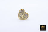 CZ Pave Heart Slider Charms,AG #760, Gold Best Friends 3D Charms