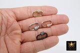 Gold Carabiner Screw Lock, CZ Oval Clasps in Silver Bracelet Findings #2302, Small