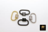 Carabiner Oval Rope Screw Clasps, Large Textured Interlocking Screw Lock Clips, Gold