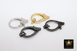 CZ Pave Lobster Clasp, Large Lobster Clasp # 2360, Rose Gold Silver Black Double CZ Sided Claw