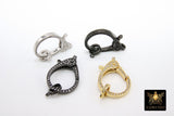 CZ Pave Lobster Clasp, Large Lobster Clasp # 2360, Rose Gold Silver Black Double CZ Sided Claw