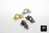 Cubic Zirconia Lobster Clasp, Gold Black Silver Double Sided Claw #2356, CZ Pave Jewelry Findings