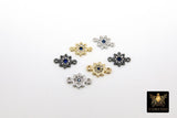 Starburst Connector Links, 2 Pcs CZ Pave Bead with Sapphire Blue CZ, Gold