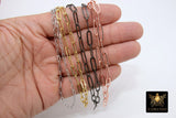 Rectangle Drawn Chain, Unfinished Gold Paperclip Chains CH #121, Silver Necklace Cable Chains