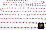 22k Gold Plated Amethyst Chain, 4 mm Purple Crystal Beaded Chains CH #305, LSU Jewelry Bulk