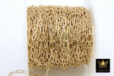 14 K Gold Filled Paperclip Chain, 7.3 mm 925 Silver or 14 20 Gold Unfinished Rectangle Drawn Chains CH# 755, By The Foot