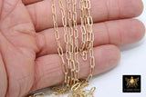 14 K Gold Filled Paperclip Chain, 7.3 mm 925 Silver or 14 20 Gold Unfinished Rectangle Drawn Chains CH# 755, By The Foot