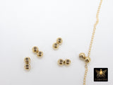 Slider Beads, 14 K Gold Filled Soldered Silicon Stopper Beads # 2144, 2 Hole Bolo Dainty Chain Lariat Jewelry Findings