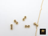 Slider Beads, 14 K Gold Filled Soldered Silicon Stopper Beads #2144, 2 Hole Bolo Dainty Chain Lariat Jewelry Findings