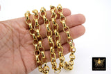 Stainless Steel ROLO Chain, 13 mm Gold and Silver Chains CH #234, Large Unfinished Jewelry Chains By the Yard