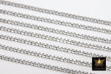 Stainless Steel Chain, 304 Silver Flat Dainty Curb Chains CH #213, 7 mm Unfinished Flat Diamond Cut Chains