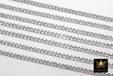 Stainless Steel Chain, 304 Silver Flat Dainty Curb Chains CH #213, 7 mm Unfinished Flat Diamond Cut Chains