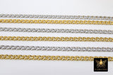 Gold Stainless Steel Chain, 304 Silver Flat Dainty Curb Chains CH #162, Unfinished Cable Necklace Chains