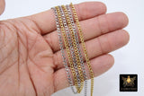 Gold Stainless Steel Chain, 304 Silver Flat Dainty Curb Chains CH #162, Unfinished Cable Necklace Chains