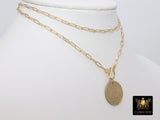 Coin Necklace, Medallion 14 K Gold Toggle Double Wrap Choker, Greek Owl Athena