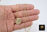 Coin Necklace, Medallion 14 K Gold Toggle Double Wrap Choker, Greek Owl Athena