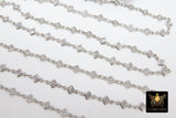 CZ Chain By The Yard, Genuine Diamond Shape CZ Bezel Chain Gold CH# 548, Silver Wholesale Cz Connector Chains