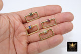 CZ Pave Carabiner Lock, Gold Rectangle Screw Clasps, Colorful Interlocking Clasp for Necklace