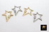 Carabiner Star Screw Clasps, Silver, Gold Large Cubic Zirconia Black Necklace Locks