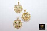 Tiger Head Pendant, CZ Micro Pave Gold Tiger Pendant with CZ Bail #2057, LSU Charms