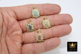 CZ Pave Turtle Charms, Gold Tortoise Pendants for Silver Sea Turtle Animal Beach Necklace