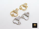 CZ Pave Gold Heart Lobster Clasps, Silver Heart Shape Claw #2352, Black Jewelry Clip Connectors