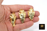 Arrowhead Charm Pendants, Small Gold and Black Crystal Quartz Arrow Tribal Pendants