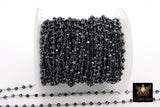 Gunmetal Black AB Chain, 4 mm Black Wire Wrapped Bead Chains CH# 335, Jewelry Findings