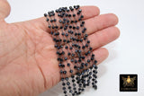 Gunmetal Black AB Rosary Chain, 4 mm Black Wire Wrapped Bead Chains CH #335, Jewelry Findings