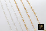 14 K Gold Filled Bar Jewelry Chains, 925 Sterling Silver Flat Cable CH# 758, 5.1 mm Unfinished Long and Short CH #858