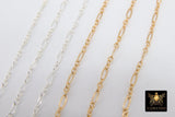 14 K Gold Filled Bar Jewelry Chains, 925 Sterling Silver Flat Cable CH# 758, 5.1 mm Unfinished Long and Short CH #858