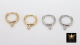 Smooth Lever back Round Ear Ring Parts, 12 mm or 14 mm Gold or Silver Hoop Huggie, AG 2496