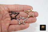 Carabiner Star Screw Clasps, Silver, Gold Large Cubic Zirconia Black Locks - 1 Pc Star Clasp / Silver