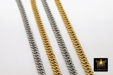 Silver Stainless Steel Chain, 304 Faceted Curb 7 x 4 mm Chains CH #167, Unfinished Necklace Chains