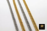 Stainless Steel Chain, 304 Gold, Silver Faceted Dainty Curb 7 x 4 mm Chains CH #168