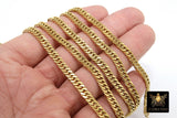 Stainless Steel Chain, 304 Gold, Silver Faceted Dainty Curb 7 x 4 mm Chains CH #168