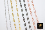 Rectangle Drawn Chain, Unfinished Gold Paperclip Chains CH #121, Silver Necklace Cable Chains