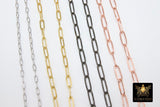 Rectangle Drawn Chain, Unfinished Gold Thick Paper Clip Chains CH #160, 1 mm Thick Necklace Cable Chains