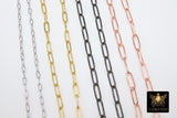 Rectangle Drawn Chain, Unfinished Gold Paperclip Chains CH #121, Silver Necklace Cable Chains