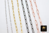 Rectangle Drawn Chain, Unfinished Gold Paperclip Chains CH #121, Silver Necklace Cable Chains