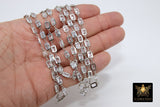 Genuine Cubic Zircon Chains, Rectangle Bezel Chains Silver CH# 557, Gold Plated