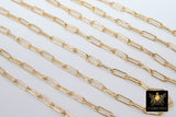 14 K Gold Filled Paperclip Chain, Rectangle Drawn 9 mm Chain CH #779, 14 20 Gold Unfinished Paper Clip Oval Chains