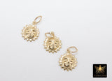925 Sterling Silver Sun Charm, 14 K Gold Filled Sunshine Happy Face # 2264, Mini Charms Jewelry