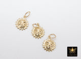 925 Sterling Silver Sun Charm, 14 K Gold Filled Sunshine Happy Face #2264, Mini Charms Jewelry